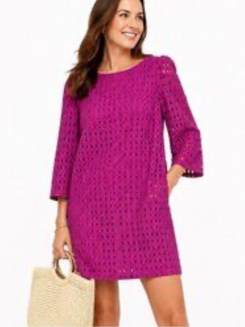 NWT Ann Taylor Eyelet Embroidered Boatneck Shift Dress Size Large